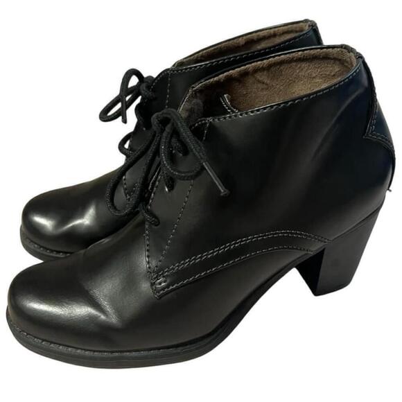 Women's Natural Soul by Naturalizer Black Lace-Up 3” Heel Boots Size 8.5M - Picture 1 of 16